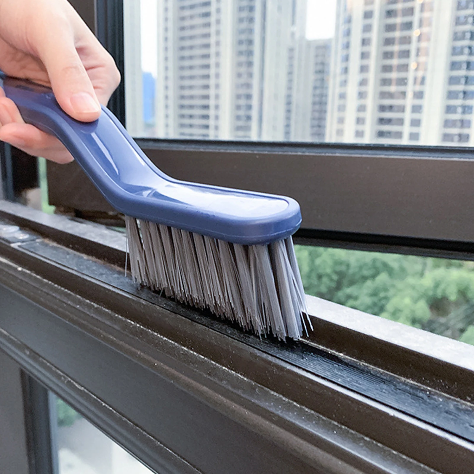 2pcs Shower Door Rail Cleaning Brushes Hide Dirt Clip 2-in-1 Sink Bathtub Scrubbers Hangable Household Tools |