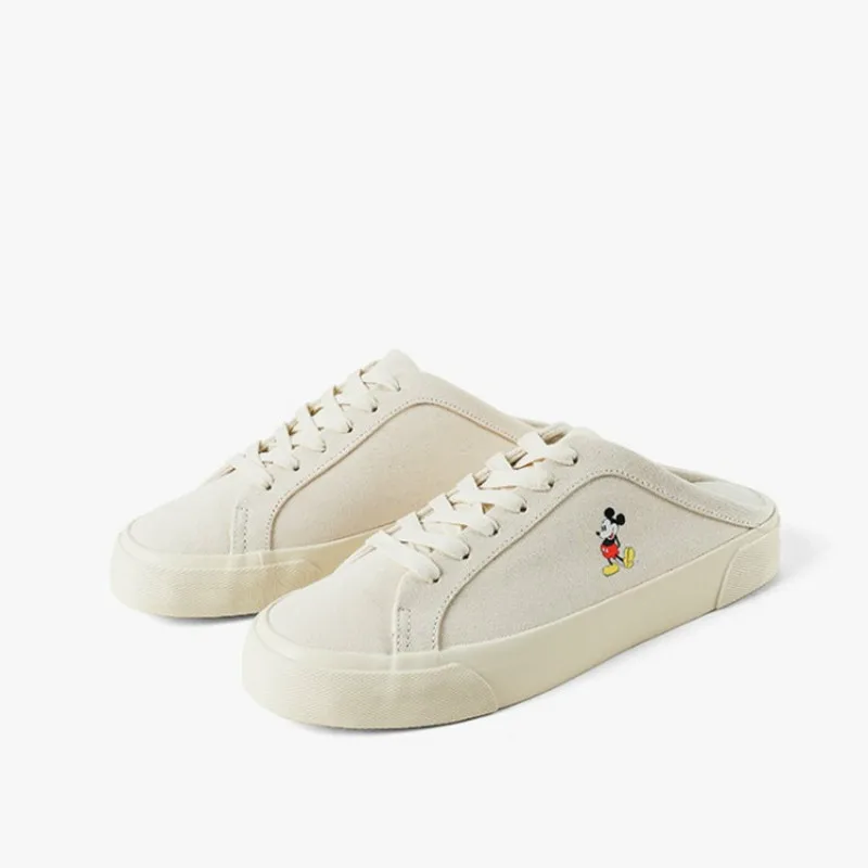 

Disney women's shoes Mickey Mouse sports canvas shoes flat Mickey half-drag single shoes flat shoes