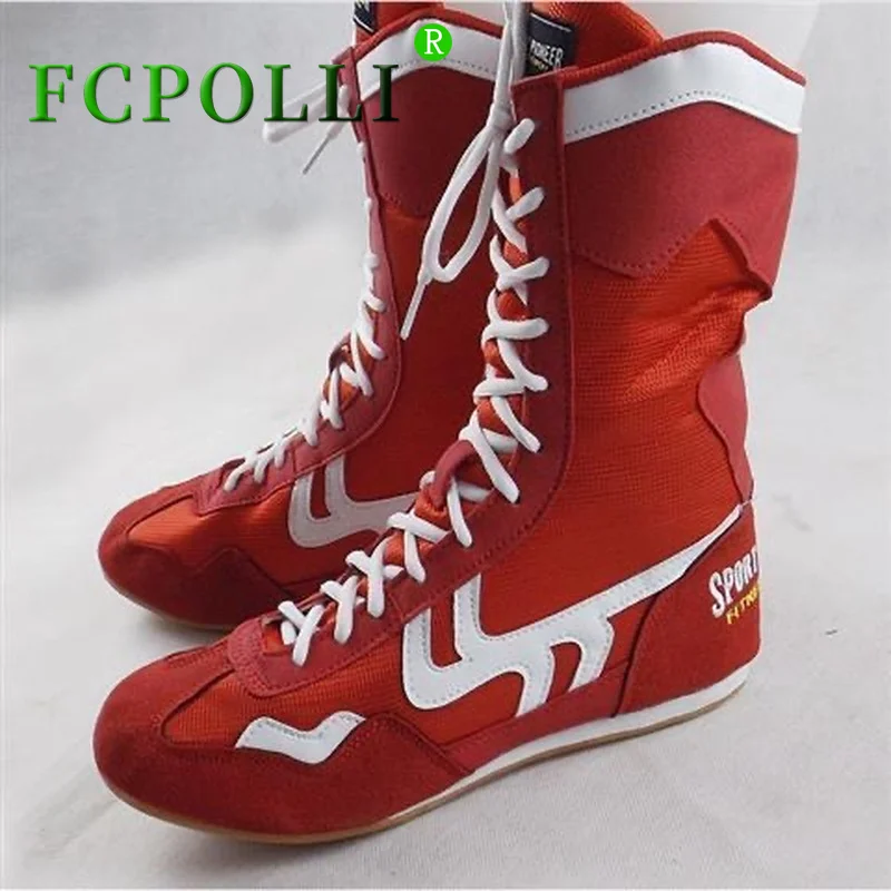 

Боксерская обувь для мужчин и женщин, боевые искусства, тхэквондо, Санда, тренировочная специальная боксерская тренировочная обувь с высок...