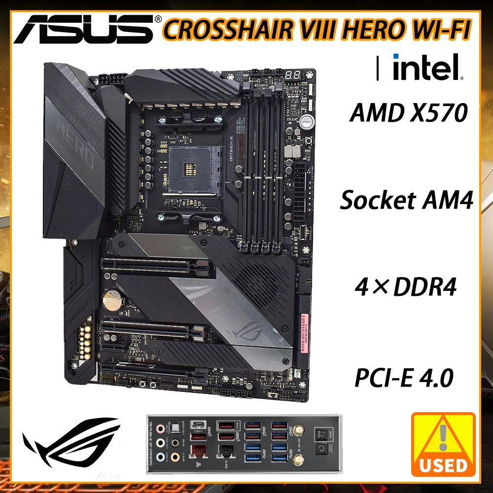 

ASUS ROG CROSSHAIR VIII HERO (WI-FI) Motherboard AMD X570 Socket AM4 Motherboard DDR4 64G M.2 PCI-E 4.0 AMD RYZEN CPU 2×M.2 ATX