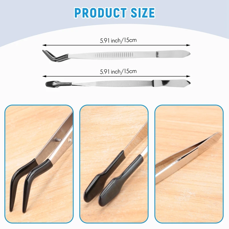 Набор пинцетов с резиновым наконечником для ремесленной лаборатории