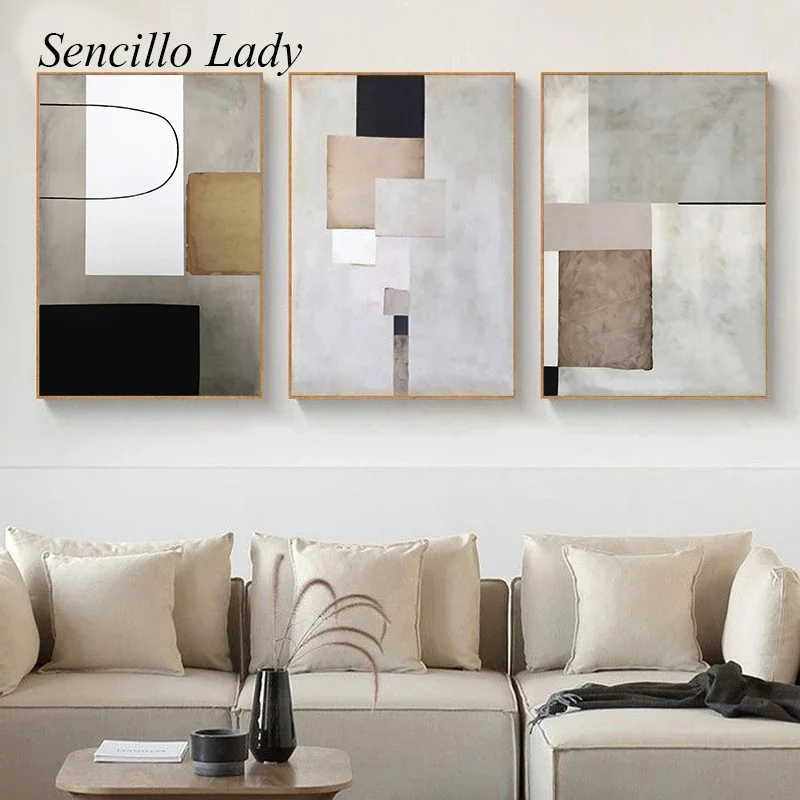 

Cool Color Abstract Geometric Art Print Poster Nordic Minimalist Canvas Painting on the Wall Picture Modern Home Sofa Decoration
