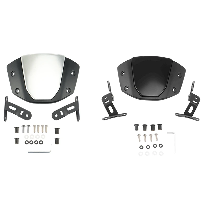 

2Set Motorcycle Windshield Windscreen Front Screen For Honda, Silver & Black