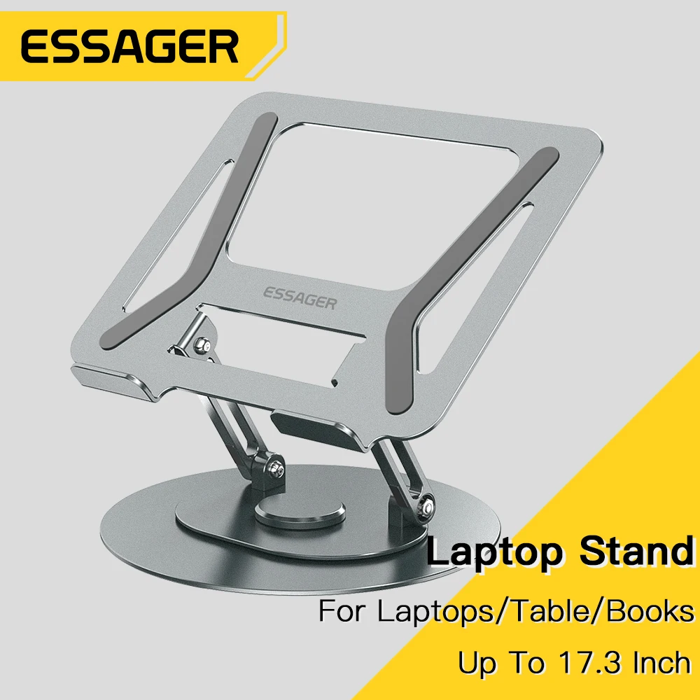 

Essager Foldable Laptop Stand 360° Rotatable Notebook Holder Aluminum Alloy Notebook Support Up To 17 Inch For Macbook Pro Ipad
