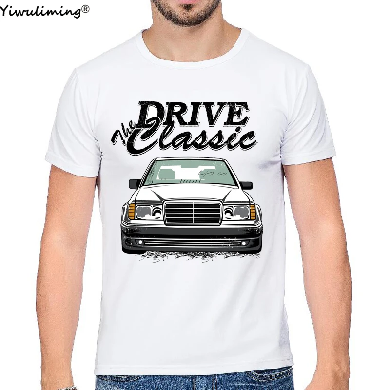New 2023 Stack of W124 E Class Men T Shirts Round Collar Tops Short Sleeve O-neck tshirt men Youth Car styling T-shirt