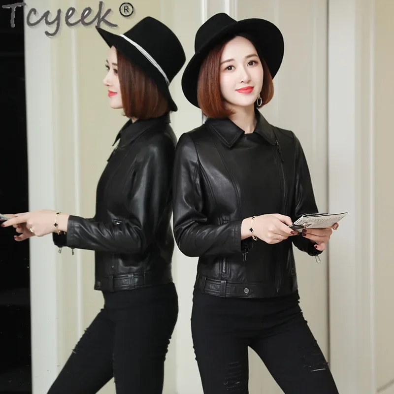 Tcyeek куртка из натуральной кожи женская весенне-осенняя одежда пальто овчины