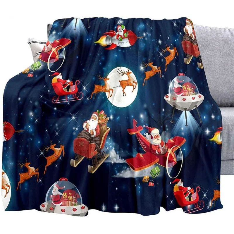 Рождественский килимок ракета с оленями Санта-Клауса космическое пространство