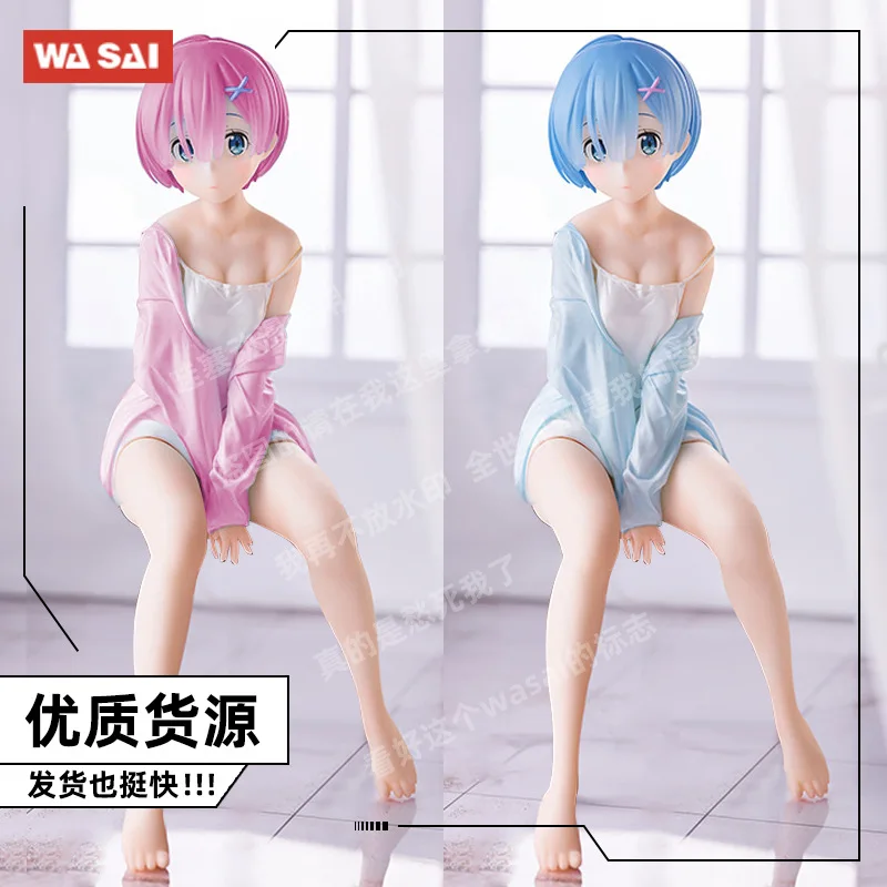 

14CM Rem Ram Figure Anime Re:Life In A Different World From Zero Ram Rem Sit Down PVC Collection Action Figure Model Toys Dolls