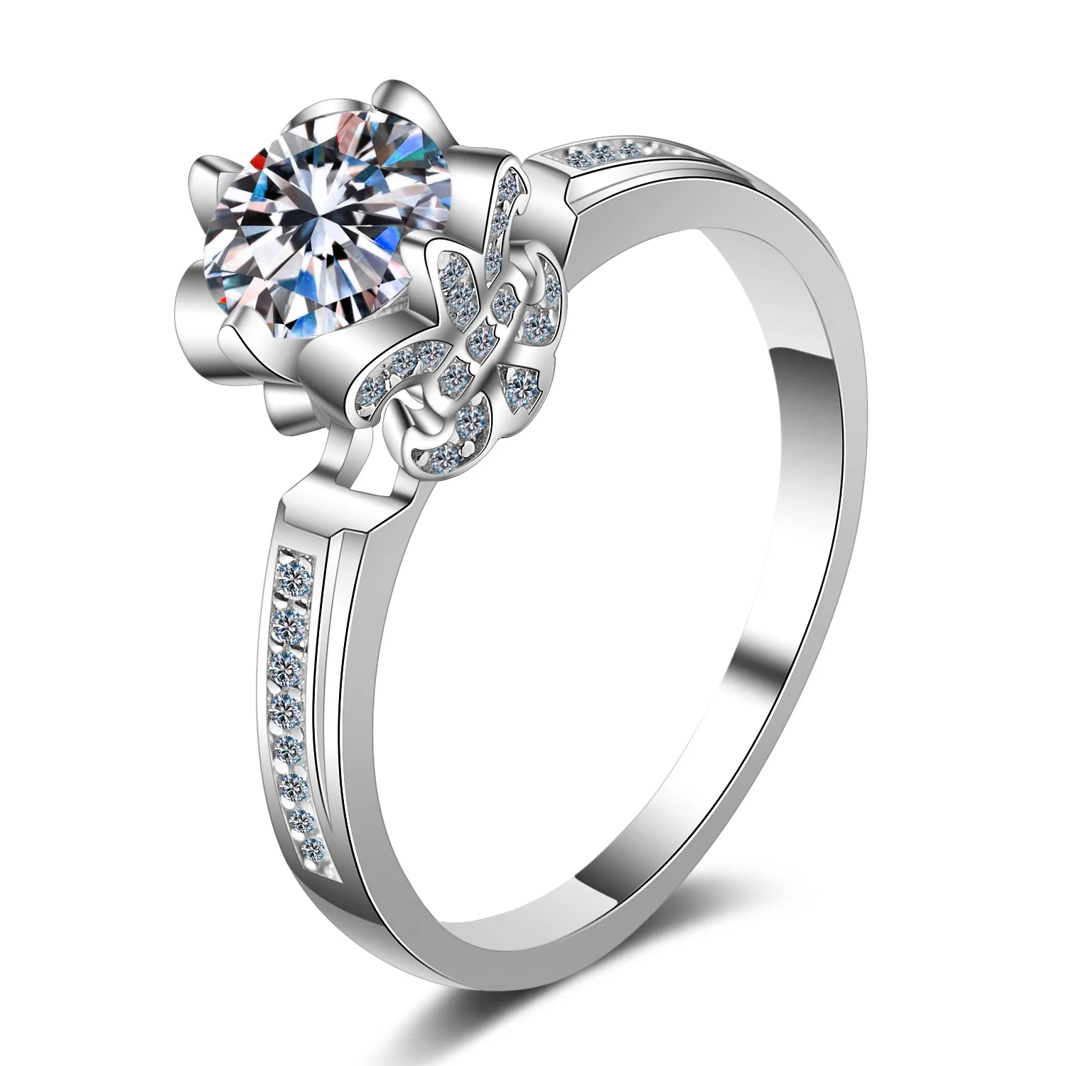 

Aisne Real 0.8ct VVS1 D Color Moissanite Wedding Rings For Women Top Quality White Gold Color 925 Sterling Silver Jewelry Ring