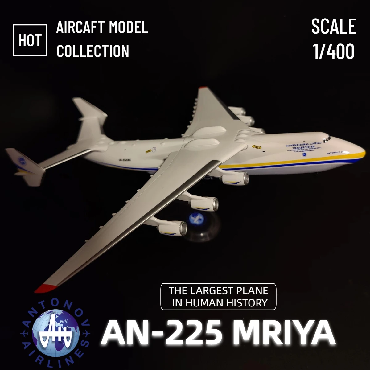 

Scale 1:400 Replica An225 Ukraine Antonov Airlines Mriya UR-82060 Aircraft Model Aviation Collectible Miniature
