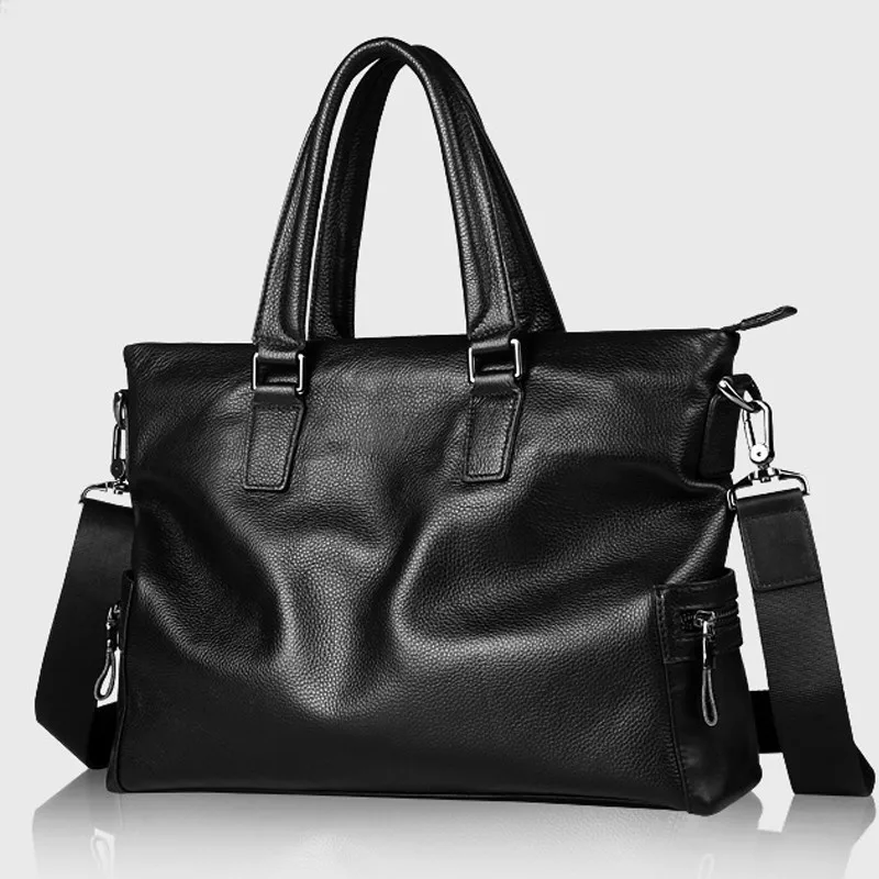 Men's Handbag 100% Genuine Leather Fashion Men's Bag First Layer Cowhide Soft Leather Messenger Bag Briefcase Business LaptopBag