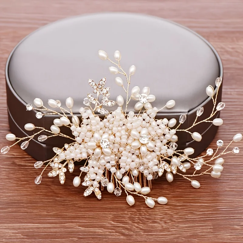 

Гребень для волос с жемчугом для невесты, свадебный головной убор для невесты, аксессуары для волос с кристаллами для подружки невесты, женс...