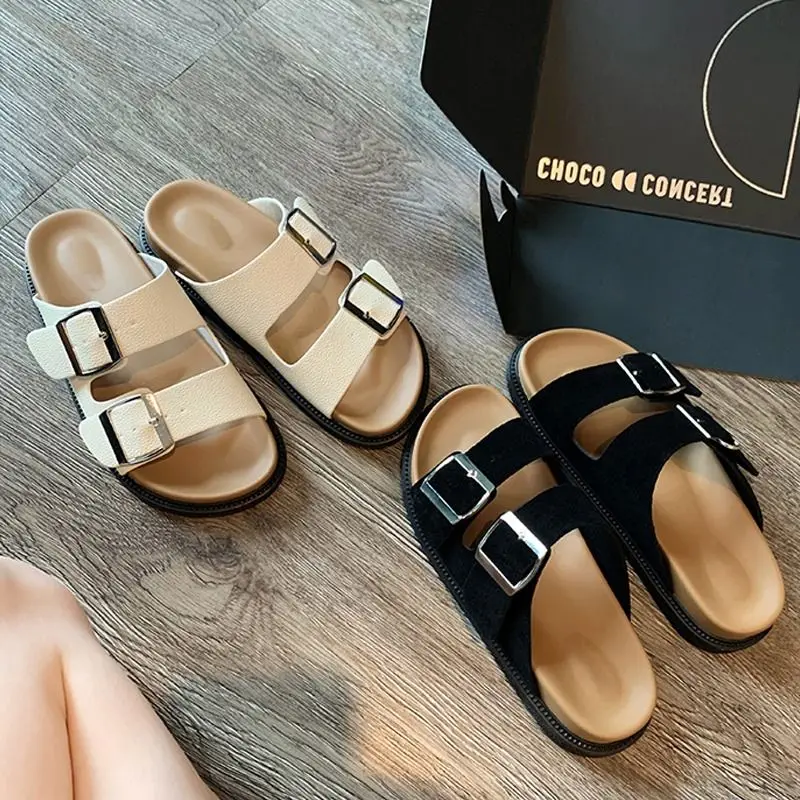 Шлепанцы женские ортопедические сандалии на толстой подошве открытый носок