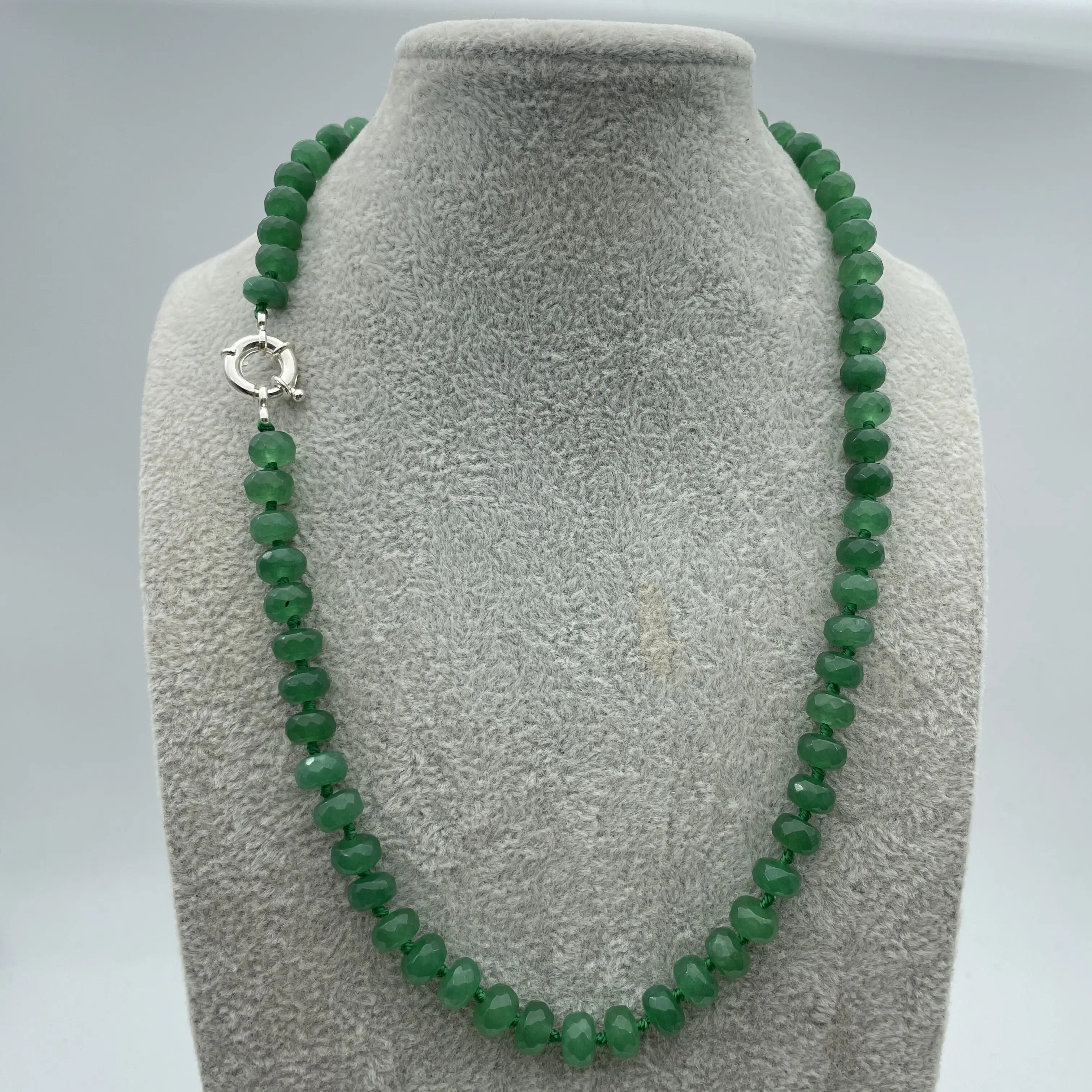 

DAN NECKLACE new Faceted 5x8mm Green Emerald Roundel Beads Necklace 18inch