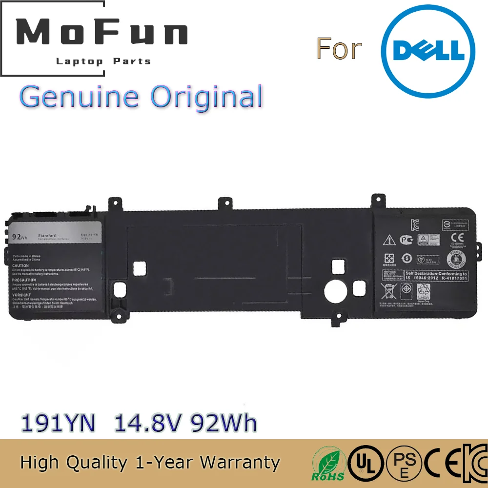 Совершенно новый оригинальный 191YN 14 8 V 92Wh Аккумулятор для ноутбука Dell Alienware 15 R1 R2