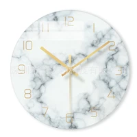 round european led wall clock 12 inch marble mute nordic wall clock number pointer modern design reloj de pared home decoration