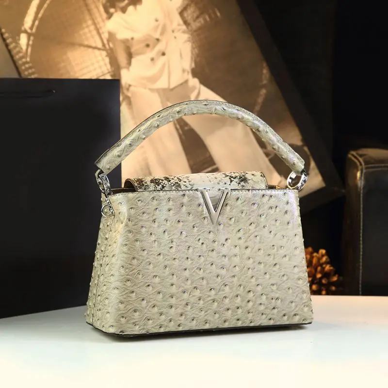 2024 новые женские сумки из страусиной кожи роскошные модные с широким плечевым