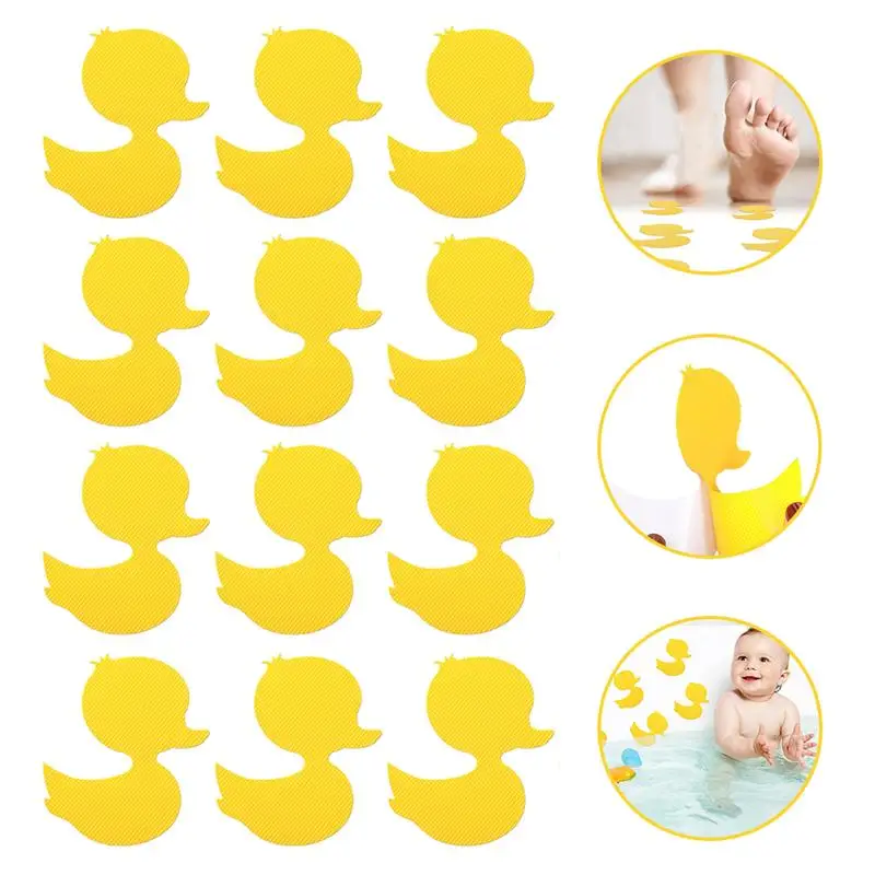 

12pcs Bathtub Non-slip Stickers Cute Duck Shape Adhesive Anti-slip Shower Stickers Bath Safety Strips For Bathtub Shower Floor