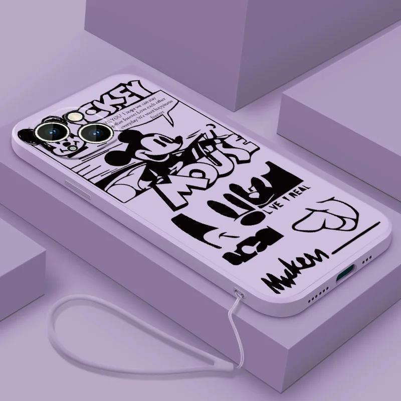 

Mickey Minnie Mouse Phone Case For Apple iPhone 14 13 12 mini 11 Pro 8 7 6S 6 Plus XR XS X Max Liquid Rope Cover