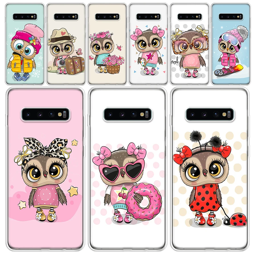 

Cute Owl Hearts Lover Transparent Soft Phone Case for Samsung Galaxy S23 S22 S21 Ultra S20 FE S10 Plus S10E S9 S8 + S7 Cover