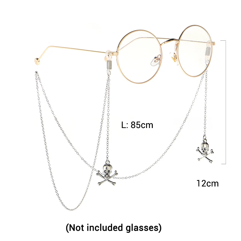 

Trend Gothic Punk Style Antiskid Mask Glasses Chain Skull Pendant Lanyard Halloween Cosplay Party Fashion Jewelry