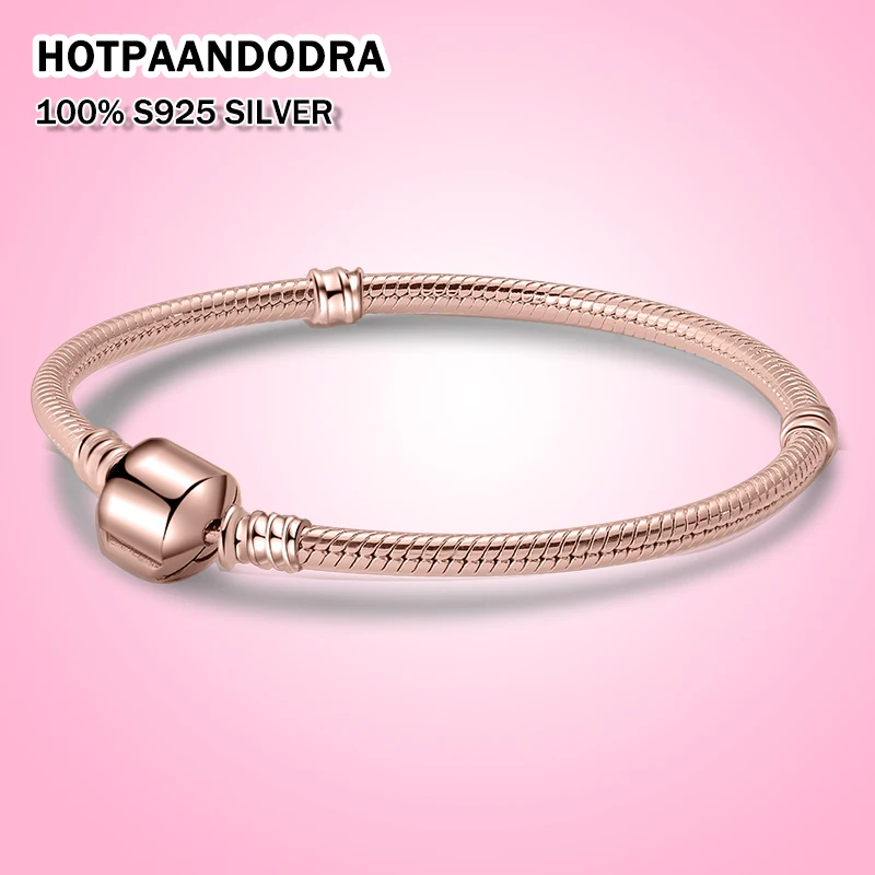 

925 Серебряный Змеиный браслет с пряжкой в форме сердца Базовая цепочка подходит для оригинальных браслетов Pandorr с шармами и бусинами для женщин ювелирные изделия Модные подарки