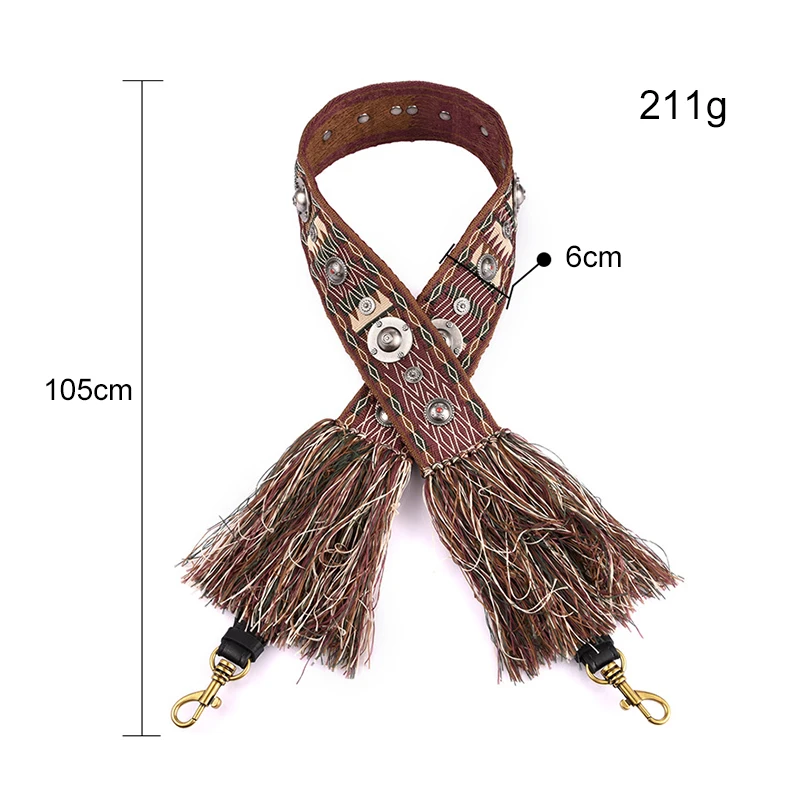 6cm Shoulder Strap For Saddle Bag Fashion Tassel Canvas Bag Strap Accessorie For Handbags Luxury Design Crossbody Bag Strap