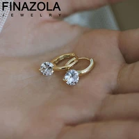finazola trendy geometric zircon circle hoop earrings for women korean fashion daily accessories simple piercing ear jewelry