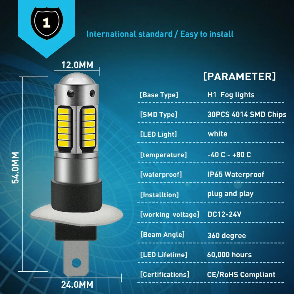 

2 шт., автомобильные лампы H1 12 В HID 6000K