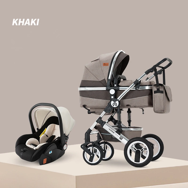 

2022 High Landscape Baby Stroller 3 in 1 With Car Seat and Stroller Luxury Infant Stroller Set Newborn Baby Car Seat Trolley