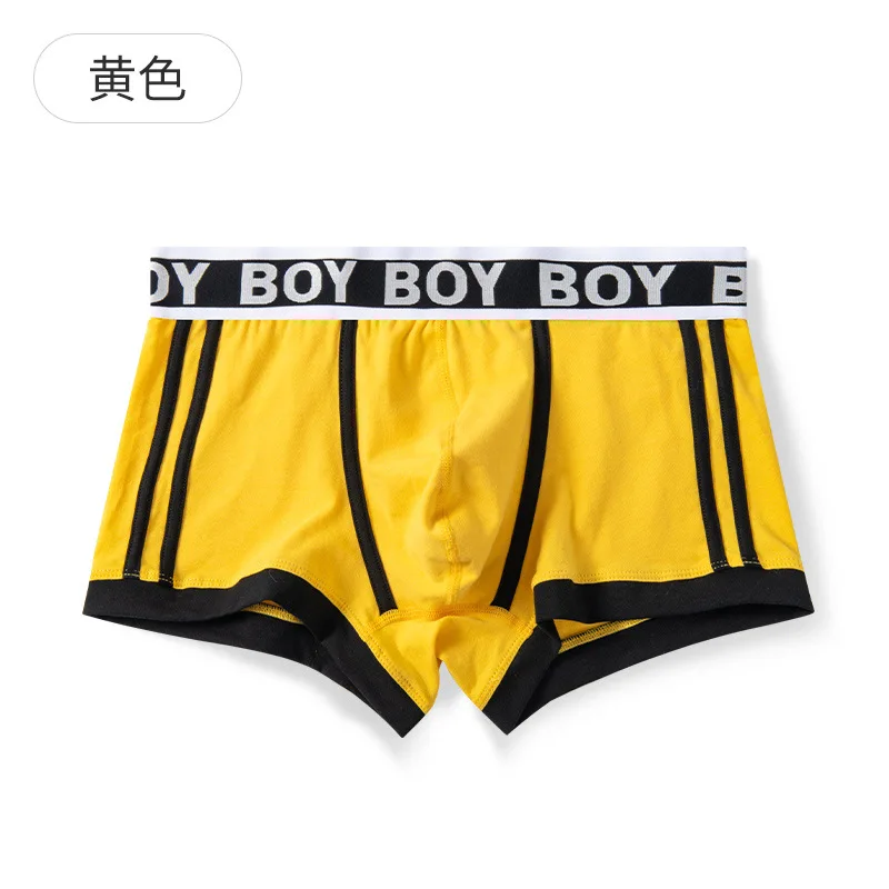 6PCS Men's Stitching Underwear 50S Cotton Mid-waist Boxers Fashion Comfortable Youth Boxer Shorts Male's Sports Underpants