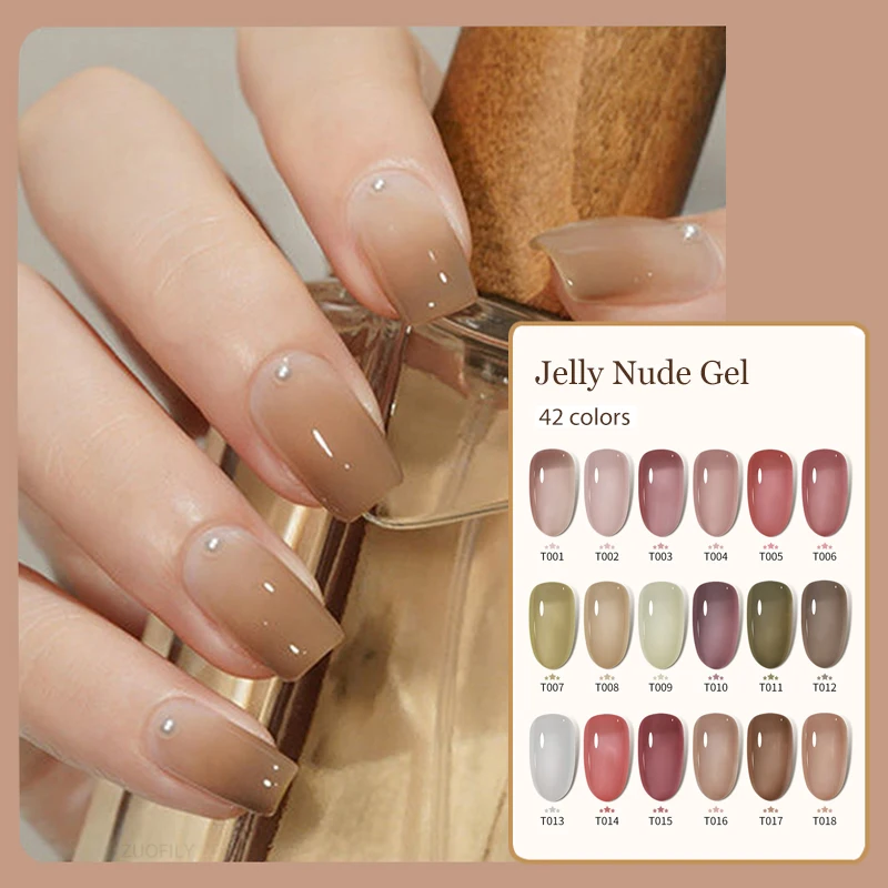 

Jelly Gel 8ml Semi-transparent Nude Color Nail Gel Polish Ice Through Brown Pink French Gel Varnish Soak Off UV LED Gel for Nail