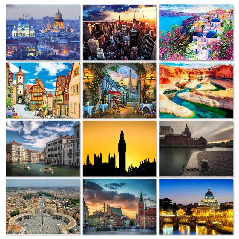 

RUOPOTY Oil Painting by numbers For Adults Decorative paintings Scenery Paint by numbers Art supplies Unique gift