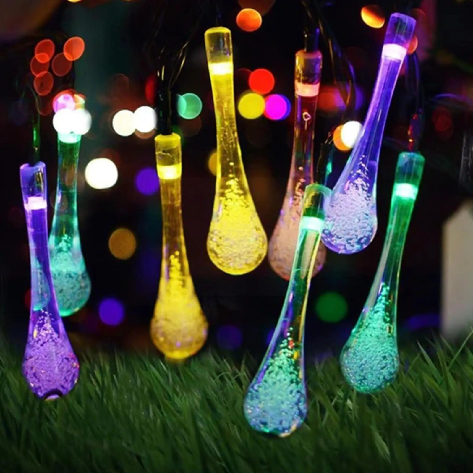 

Led Outdoor Water Drops Solar Lamp String Lights20/30 Fairy Waterproof Garden Christmas Holiday Leds Garland Party N0u8
