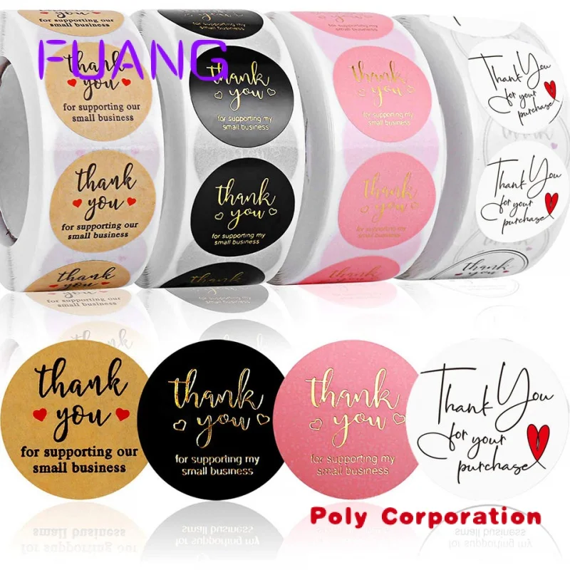 Luxury  thank you sticker label round custom printing logo stickers for packaging