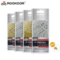 Rookoor Bicycle Chain 6 7 8 9 10 11 Speed Velocidade Titanium Plated TI Gold Silver Mountain Road Bike MTB Chains Part 116 Links