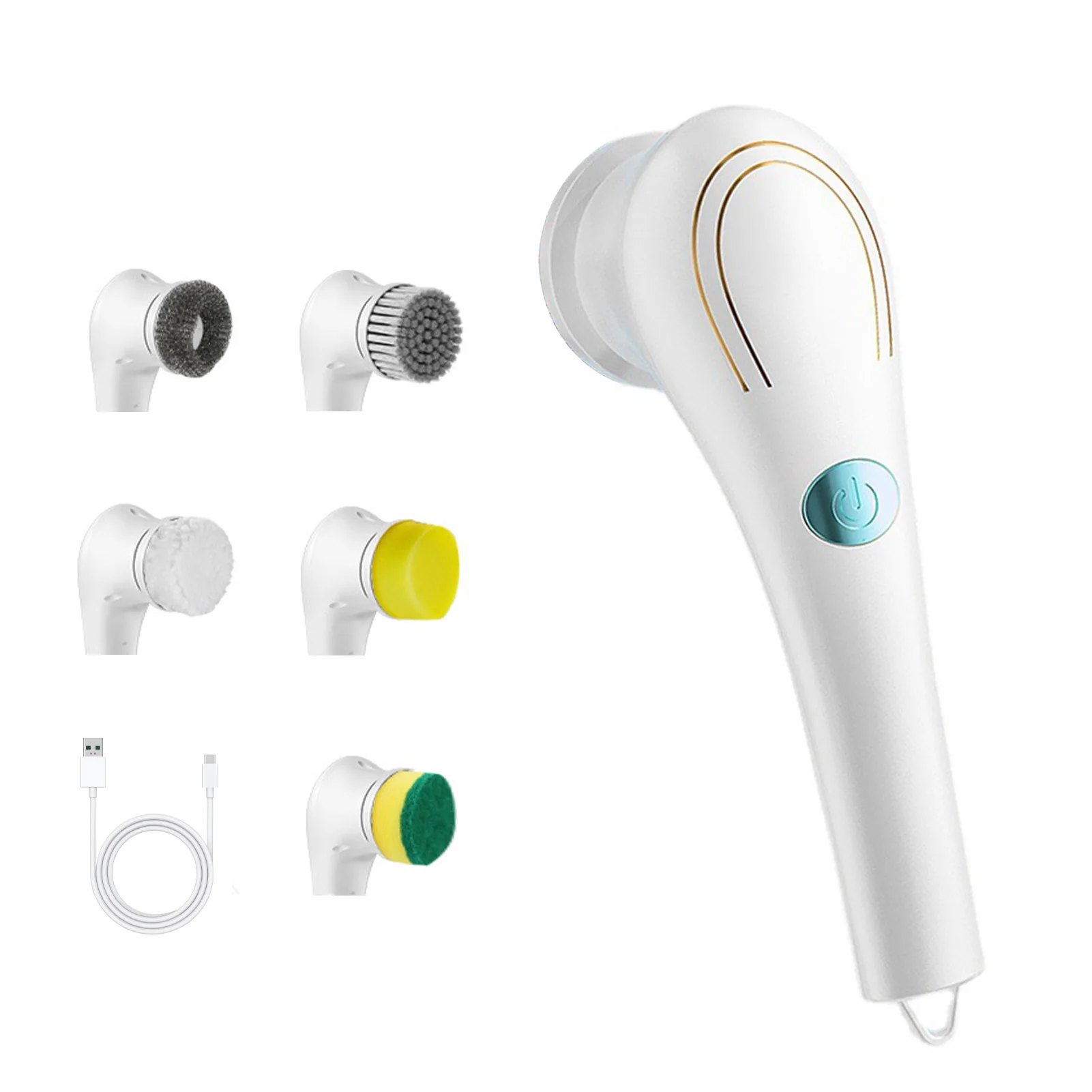 

Электрическая щетка для чистки ванной комнаты, щетка для мытья, щетка для чистки, электрический инструмент с 5 насадками-щетками для чистки ...