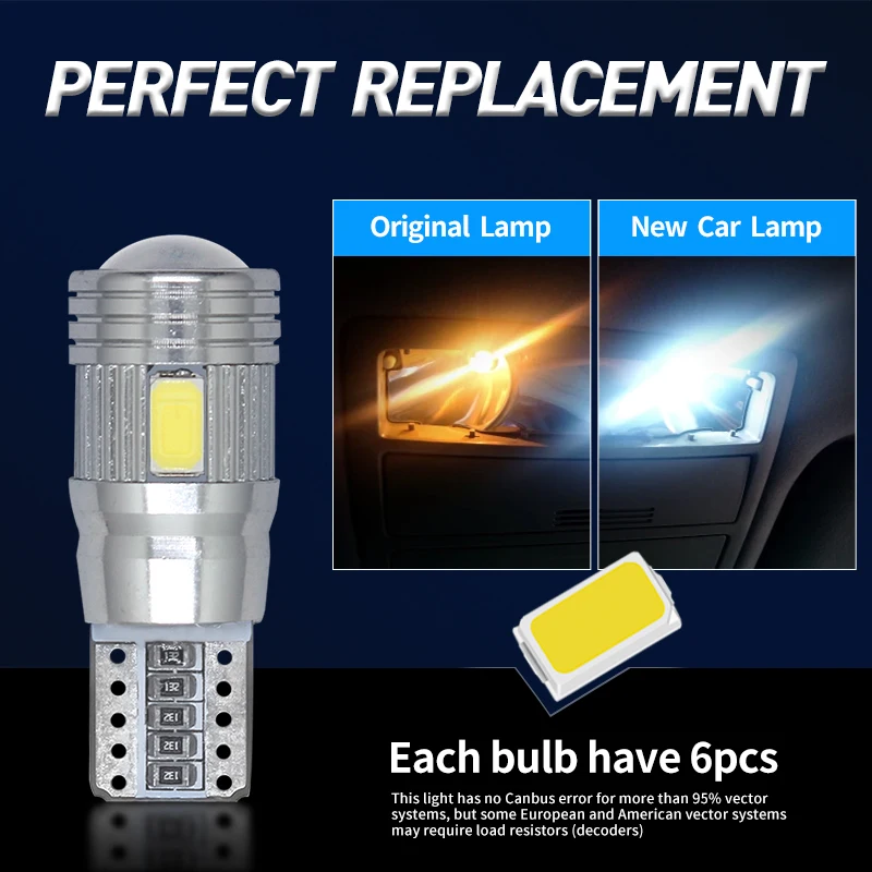 2 шт. автомобильные лампы T10 W5W для указателей поворота