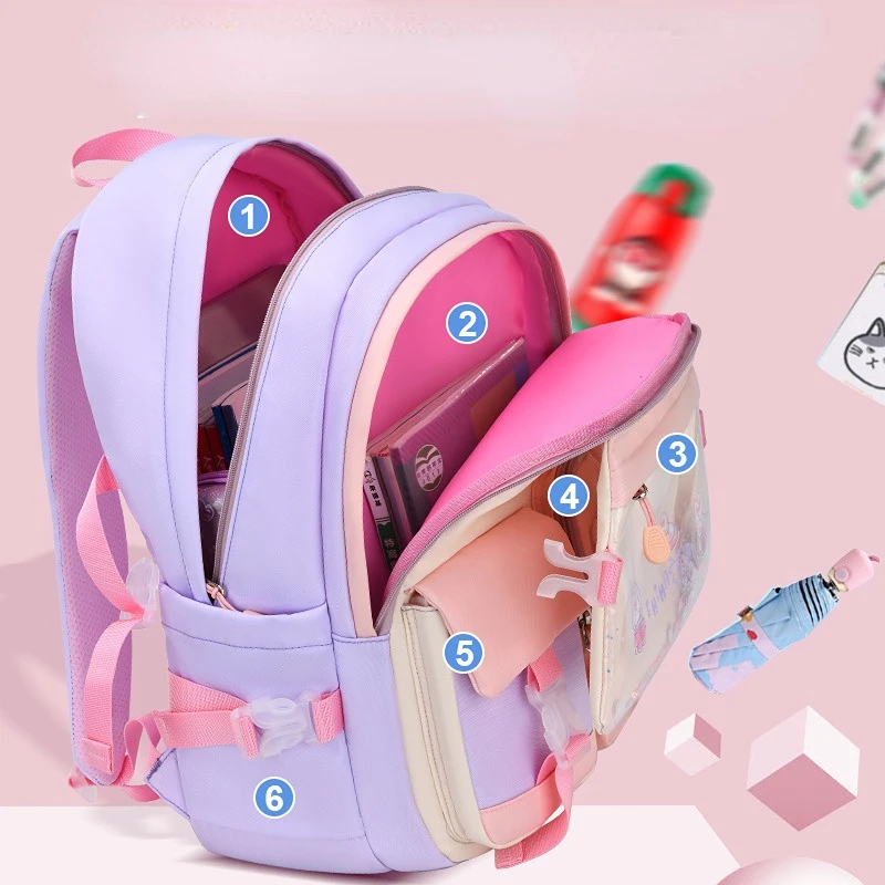 Kids princess Backpack Children School Bags for Girls Orthopedic Backpack schoolbag Primary School backpack Kids book bag 2022