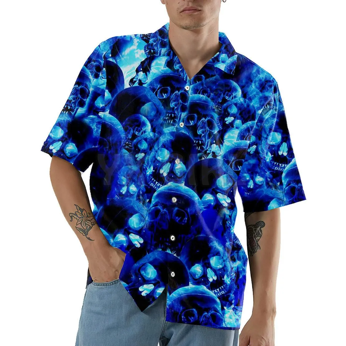 Bull Skull 3D All Over Printed Hawaiian Shirt Men's For Women's Harajuku Casual Shirt Unisex