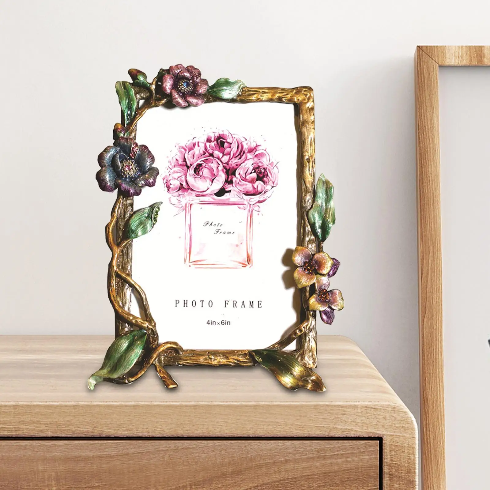 Цветочная фоторамка Прямоугольная металлическая для стола Настольный дисплей