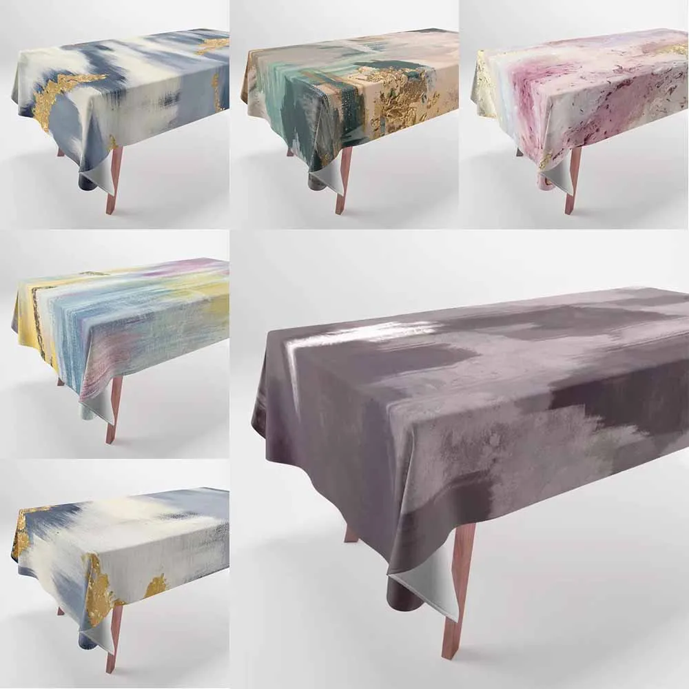 

Художественные скатерти Tie Dye, домашний декор, прямоугольные искусственные скатерти с защитой от загрязнений, пылезащитные скатерти