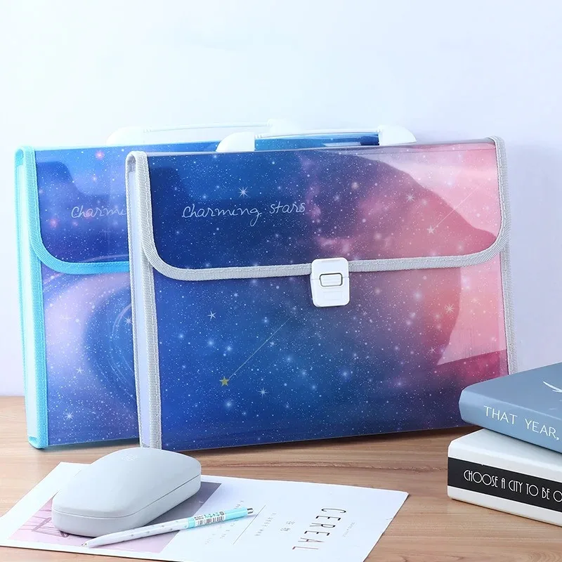 

A4 Expanding File Folder with Handles 12 Pockets Large Expandble Wallet Kawaii Space Accordion Filling Folder Document Organizer