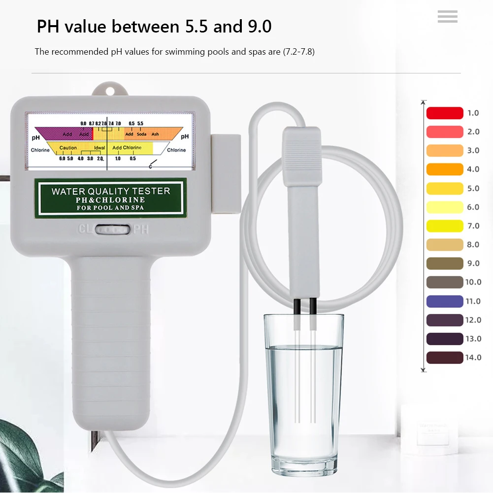 

Chlorine Tester PH Meter 2-in-1 Water Monitor PH Chlorine Meter Portable High Precision Easy To Use for Swimming Pool Spa