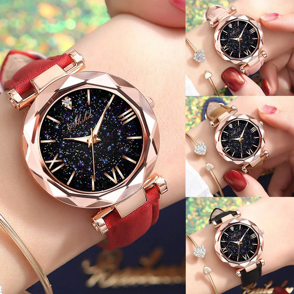 

2022 Women Watch Unisex Stars Little Point Frosted Belt Ladies Dotted With Roman Scale Watches Reloj Mujer Zegarek Damski