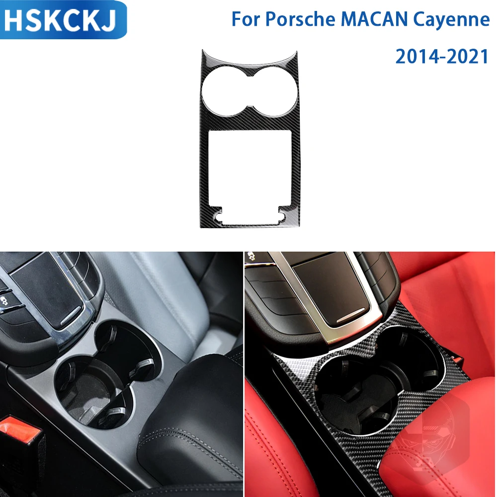

Автомобильные аксессуары для Porsche MACAN Cayenne 2014-2021, подстаканник из углеродного волокна для интерьера, наклейка для отделки