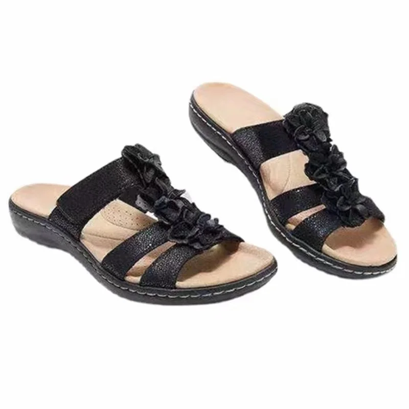 

Summer Sandals Women 2023 New Flower Wedge Platform Orthopedics Shoes Retro Rome Casual Comfortable Peep Toe Sandalias De Mujer