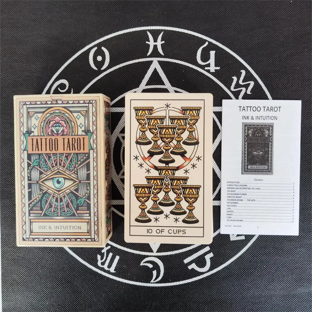 

12x7cm Tattoo Tarot Board Game Entertainment Creative Divination Game Card with Paper manual English oracle