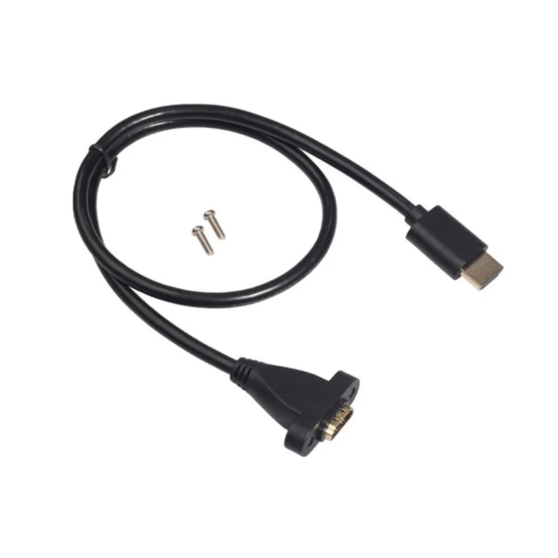 0.6m 1.2m HDMI-compatible Extension Cable Male to Female Adapter with Screw Panel Mount for HD TV Project Accessories
