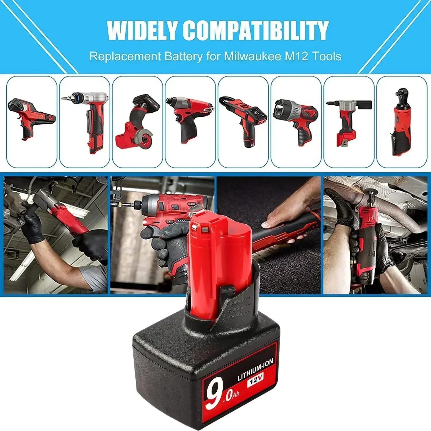 9.0AH для Milwaukee M12 48-11-2460 LITHIUM XC 9 0 расширенный аккумулятор 48-11-2412